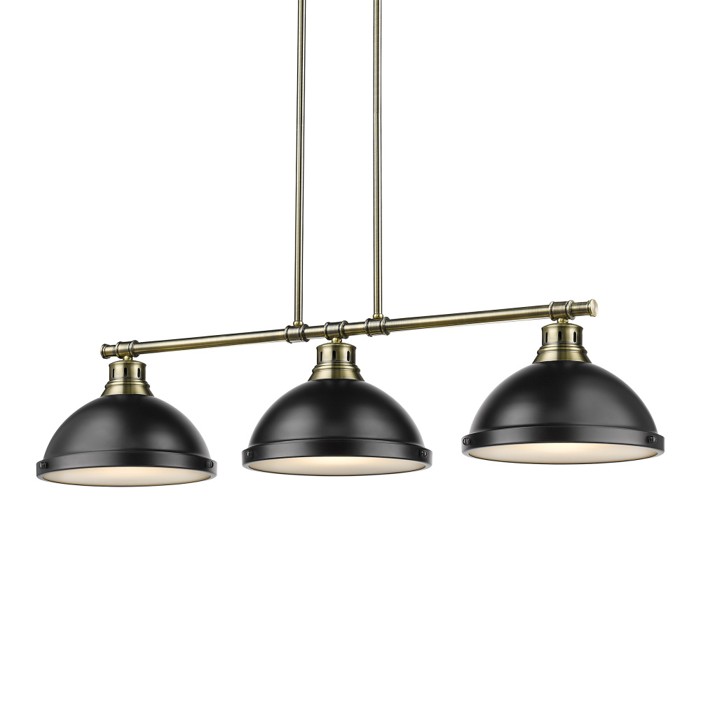 Yep by Golden Lighting Duncan 3-light Island Light in Aged Brass and Matte Black shade